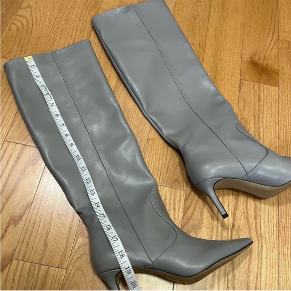 Dove Grey Vegan Leather Knee High Boots - Picture 5 of 8